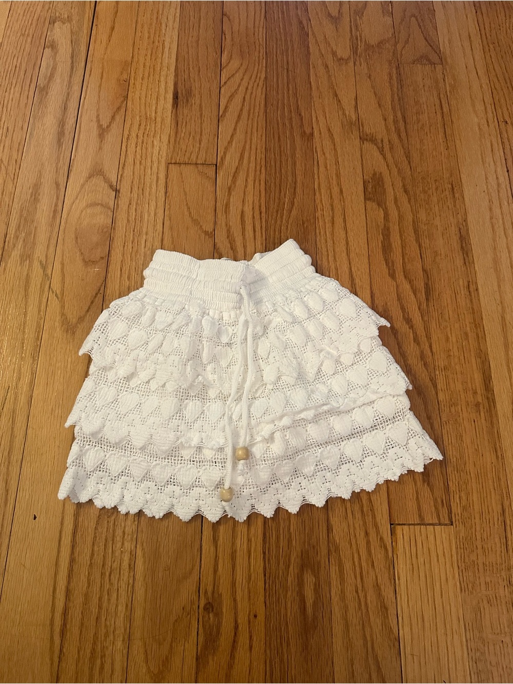 Seaspice White Tiered Crochet Kids Skirt Size 8